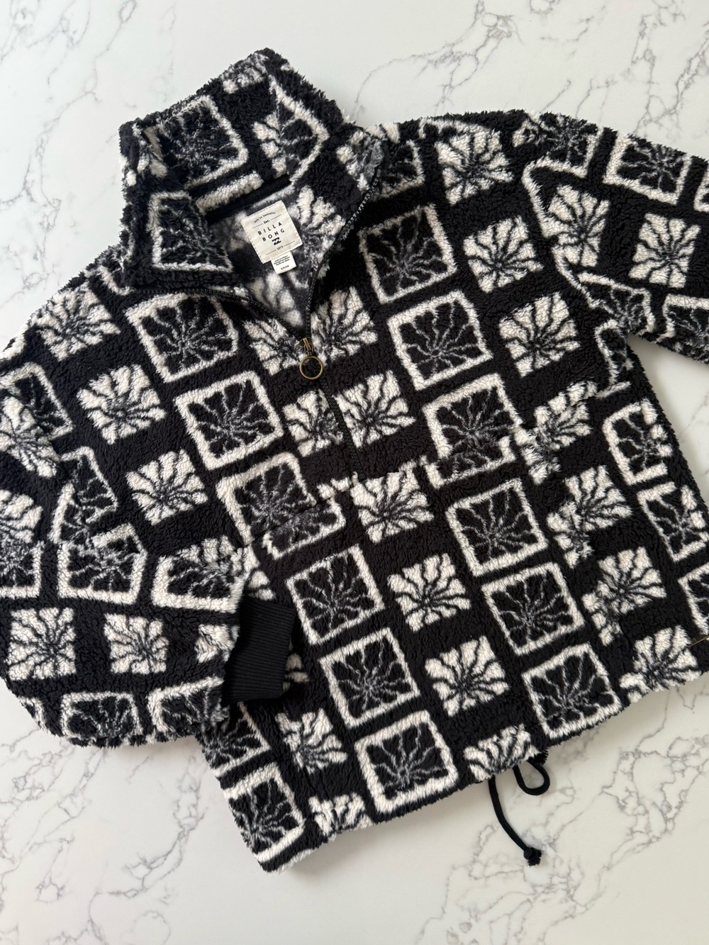 Billabong Time Off Half Zip Fleece - Black Pebble - Size Small
